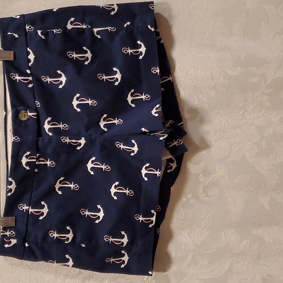 SZ. 6 J.CREW NAUTICAL RED WHITE AND BLUE ANCHORS ⚓️ MID-RIZE FLAT FRONT … - Picture 1 of 5